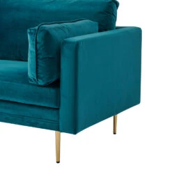 Pelham Teal Blue Velvet Fabric Sofa -Daals Shop 0084