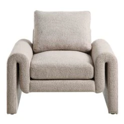 Hampstead Taupe Boucle Curved Armchair -Daals Shop ACH 2161 TAUPE BOUCLE WB2