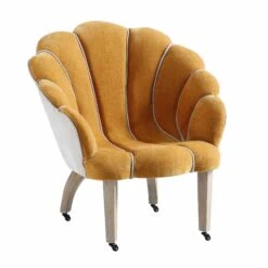Barnard Scalloped Clam Chair, Mustard Chenille -Daals Shop ACH 2163 MUSTARD CHENILLE WB1