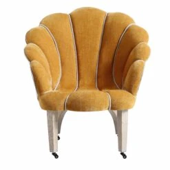 Barnard Scalloped Clam Chair, Mustard Chenille -Daals Shop ACH 2163 MUSTARD CHENILLE WB2