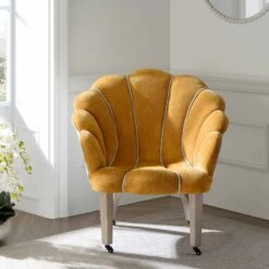 Barnard Scalloped Clam Chair, Mustard Chenille -Daals Shop ACH 2163 MUSTARD CHENILLE scene1