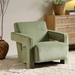 Brompton Sculptural Armchair, Lichen Velvet
