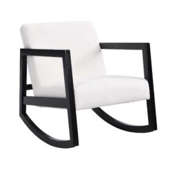 Fyne Ecru Boucle Rocking Armchair, Black Frame -Daals Shop ACH 38 ECRU BLACK WB1