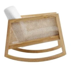 Fyne Ecru Boucle Rocking Armchair With Rattan Armrests 18 Fyne Ecru Boucle Rocking Armchair With Rattan Armrests -Daals Shop ACH 40 ECRU NAT WB3
