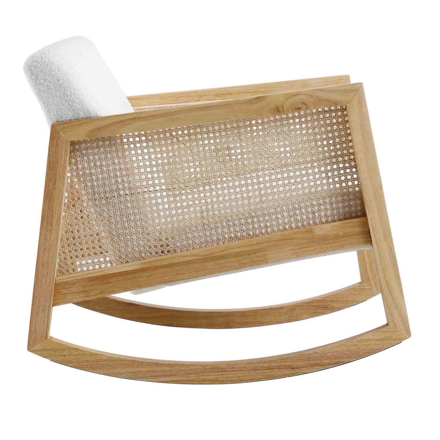 Fyne Ecru Boucle Rocking Armchair With Rattan Armrests 8 Fyne Ecru Boucle Rocking Armchair With Rattan Armrests - Image 6