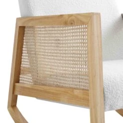 Fyne Ecru Boucle Rocking Armchair With Rattan Armrests 22 Fyne Ecru Boucle Rocking Armchair With Rattan Armrests -Daals Shop ACH 40 ECRU NAT detail3