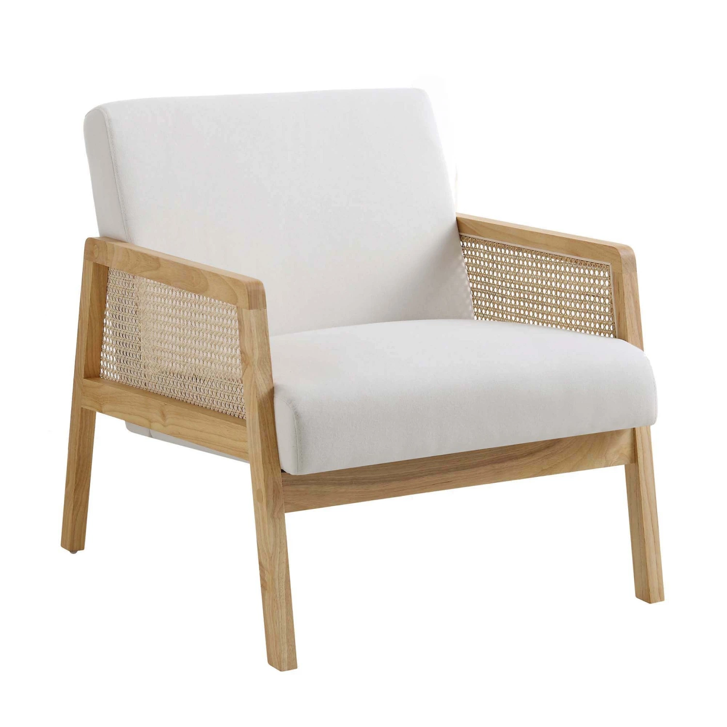 Fyne Beige Fabric Natural Frame Rattan Armchair 5 Fyne Beige Fabric Natural Frame Rattan Armchair - Image 3