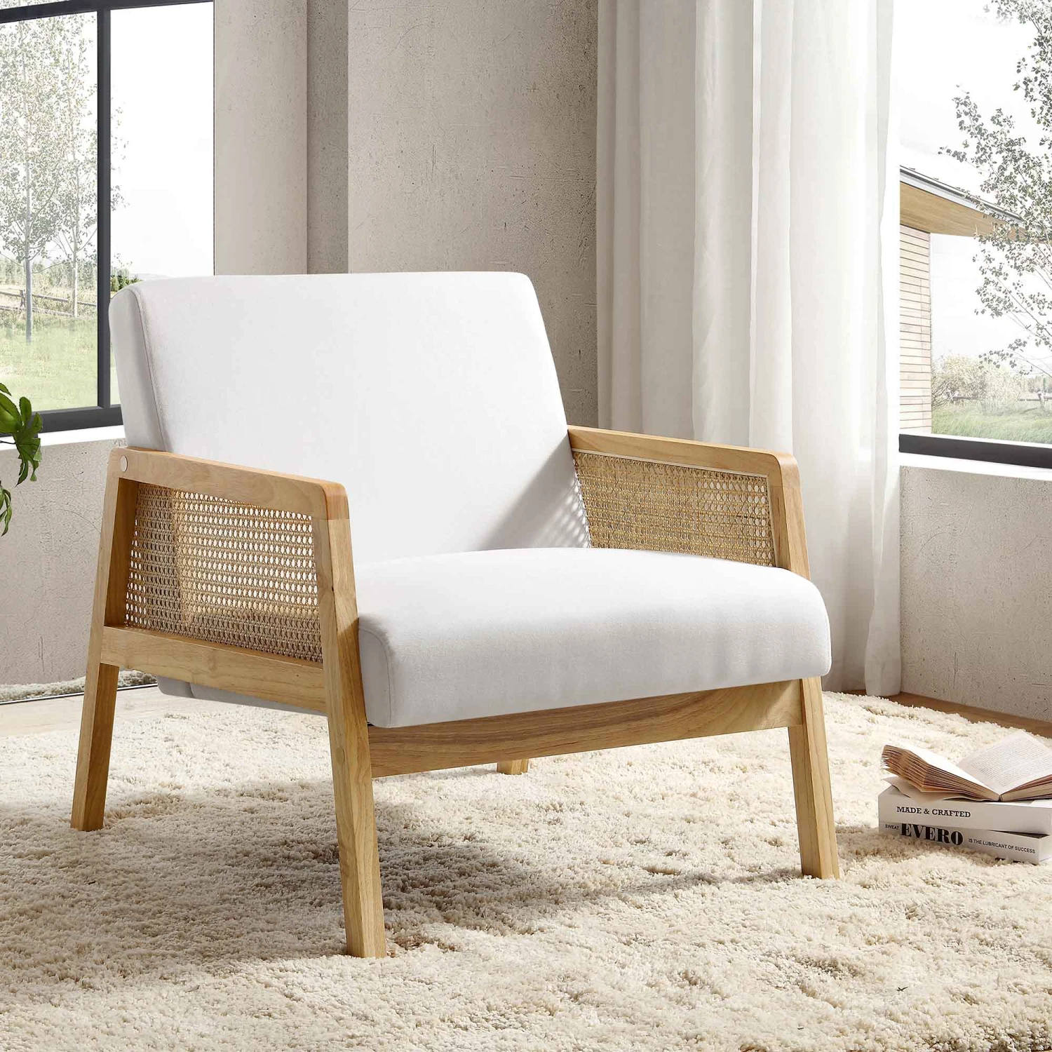 Fyne Beige Fabric Natural Frame Rattan Armchair 3 Fyne Beige Fabric Natural Frame Rattan Armchair