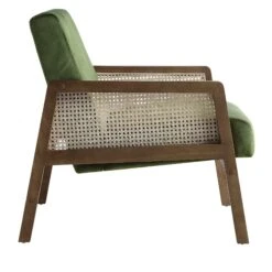 Fyne Moss Green Velvet Walnut Frame Rattan Armchair 19 Fyne Moss Green Velvet Walnut Frame Rattan Armchair -Daals Shop ACH 608 GREENVEL WALN WB3