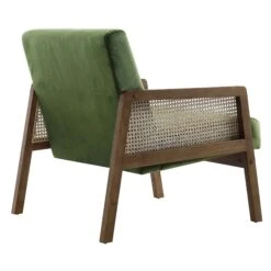 Fyne Moss Green Velvet Walnut Frame Rattan Armchair 20 Fyne Moss Green Velvet Walnut Frame Rattan Armchair -Daals Shop ACH 608 GREENVEL WALN WB4