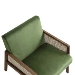 Fyne Moss Green Velvet Walnut Frame Rattan Armchair 22 Fyne Moss Green Velvet Walnut Frame Rattan Armchair -Daals Shop ACH 608 GREENVEL WALN detail1