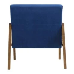 Fyne Navy Blue Velvet Walnut Frame Rattan Armchair -Daals Shop ACH 608 NAVYVEL WALN WB5