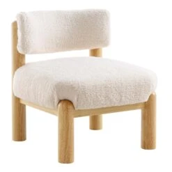 Okja Ecru Sherpa Faux Shearling Accent Chair -Daals Shop ACH 728 WHITE SHERPA WB2
