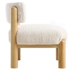 Okja Ecru Sherpa Faux Shearling Accent Chair -Daals Shop ACH 728 WHITE SHERPA WB3