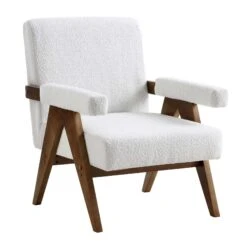 Chinnor White Boucle Accent Chair -Daals Shop ACH 729 WHITE BOUCLE WB2