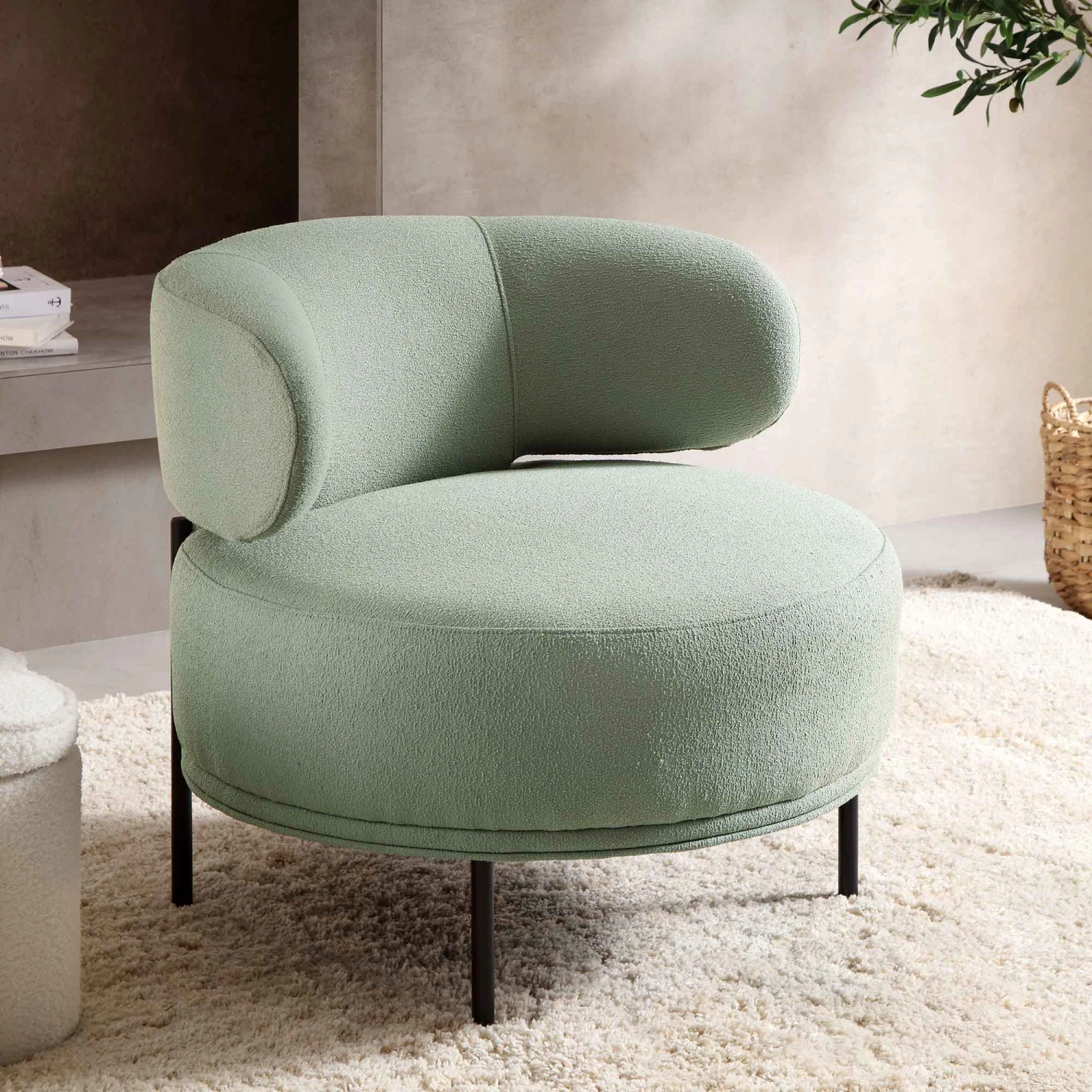 Penn Sage Green Boucle Wing Back Accent Chair 3 Penn Sage Green Boucle Wing Back Accent Chair