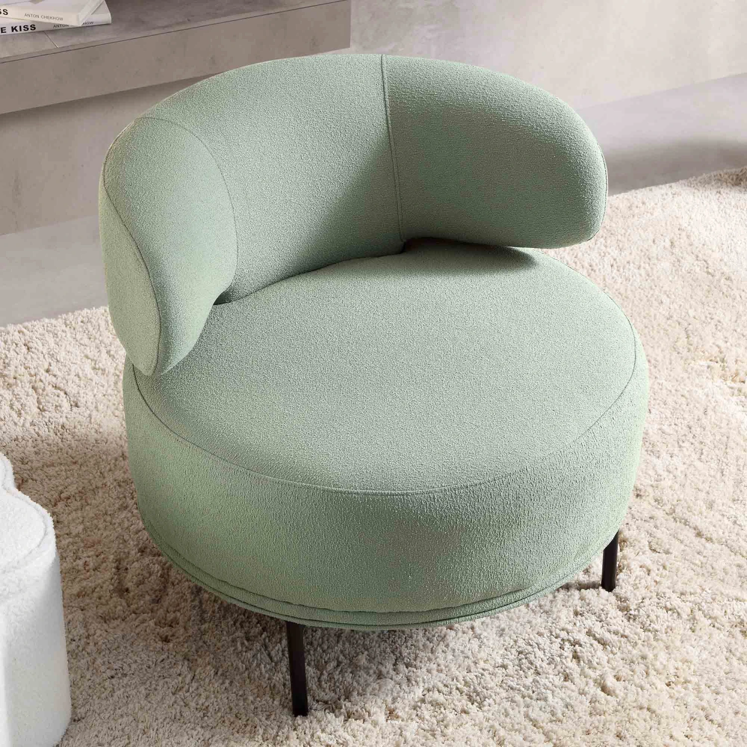 Penn Sage Green Boucle Wing Back Accent Chair 4 Penn Sage Green Boucle Wing Back Accent Chair - Image 2