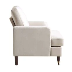 Brigette Beige Velvet Armchair With Antique Brass Castor Legs -Daals Shop AYSF 010 BEIGE VEL 1ST WB3