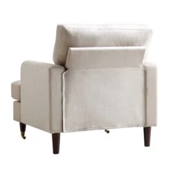 Brigette Beige Velvet Armchair With Antique Brass Castor Legs -Daals Shop AYSF 010 BEIGE VEL 1ST WB4