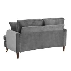Brigette 2-Seater Grey Velvet Sofa With Antique Brass Castor Legs -Daals Shop AYSF 010 GREY VEL 2ST WB3