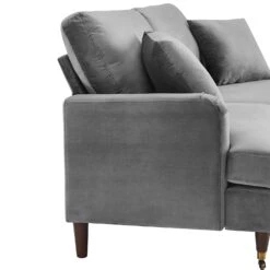 Brigette 2-Seater Grey Velvet Sofa With Antique Brass Castor Legs -Daals Shop AYSF 010 GREY VEL detail1