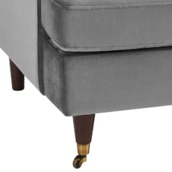 Brigette 2-Seater Grey Velvet Sofa With Antique Brass Castor Legs -Daals Shop AYSF 010 GREY VEL detail3