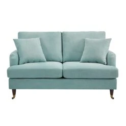 Brigette 2-Seater Mint Soft Brushed Sofa With Antique Brass Castor Legs 14 Brigette 2-Seater Mint Soft Brushed Sofa With Antique Brass Castor Legs -Daals Shop AYSF 010 MINT VEL 2ST 1