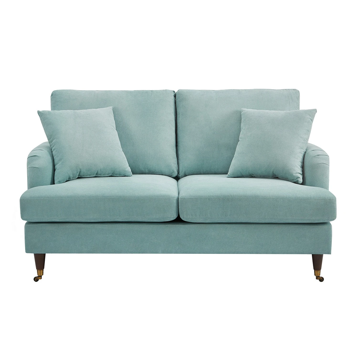 Brigette 2-Seater Mint Soft Brushed Sofa With Antique Brass Castor Legs 5 Brigette 2-Seater Mint Soft Brushed Sofa With Antique Brass Castor Legs - Image 3