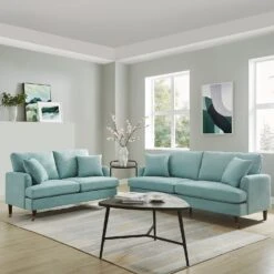 Brigette 2-Seater Mint Soft Brushed Sofa With Antique Brass Castor Legs 21 Brigette 2-Seater Mint Soft Brushed Sofa With Antique Brass Castor Legs -Daals Shop AYSF 010 MINT VEL SET scene1