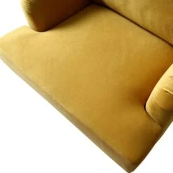 Brigette Mustard Velvet Armchair With Antique Brass Castor Legs -Daals Shop AYSF 010 MUSTARD VEL 1ST detail2