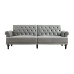 Hanney 3-Seater Chesterfield Sofabed In Grey Velvet 23 Hanney 3-Seater Chesterfield Sofabed In Grey Velvet -Daals Shop AYSF 011 GREY VEL WB1