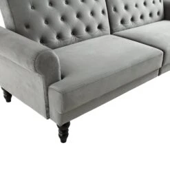 Hanney 3-Seater Chesterfield Sofabed In Grey Velvet 33 Hanney 3-Seater Chesterfield Sofabed In Grey Velvet -Daals Shop AYSF 011 GREY VEL detail1