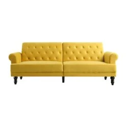 Hanney 3-Seater Chesterfield Sofabed In Mustard Yellow Velvet 30 Hanney 3-Seater Chesterfield Sofabed In Mustard Yellow Velvet -Daals Shop AYSF 011 MUSTARD VEL WB1