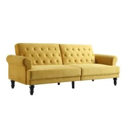 Hanney 3-Seater Chesterfield Sofabed In Mustard Yellow Velvet 31 Hanney 3-Seater Chesterfield Sofabed In Mustard Yellow Velvet -Daals Shop AYSF 011 MUSTARD VEL WB2