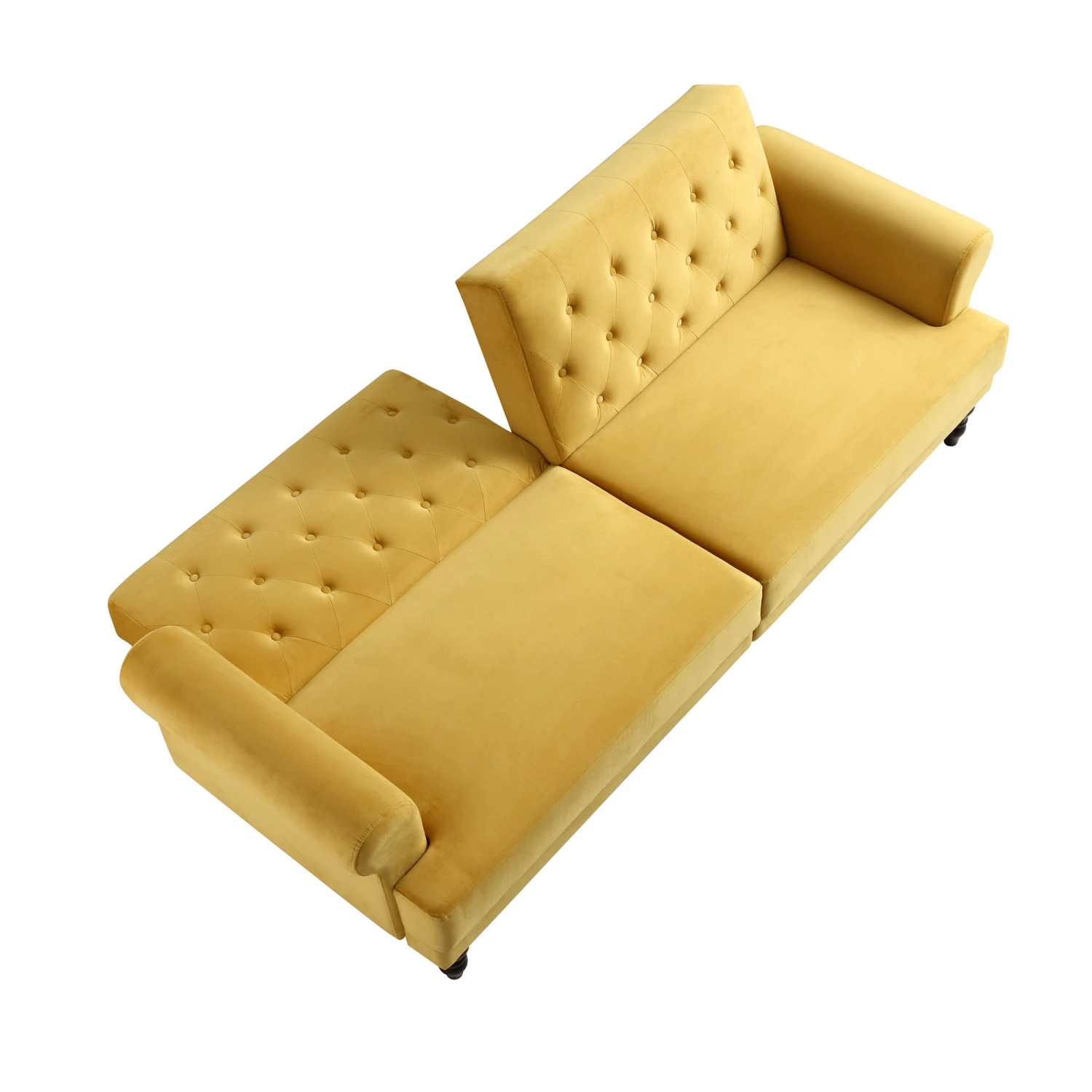 Hanney 3-Seater Chesterfield Sofabed In Mustard Yellow Velvet 14 Hanney 3-Seater Chesterfield Sofabed In Mustard Yellow Velvet - Image 12