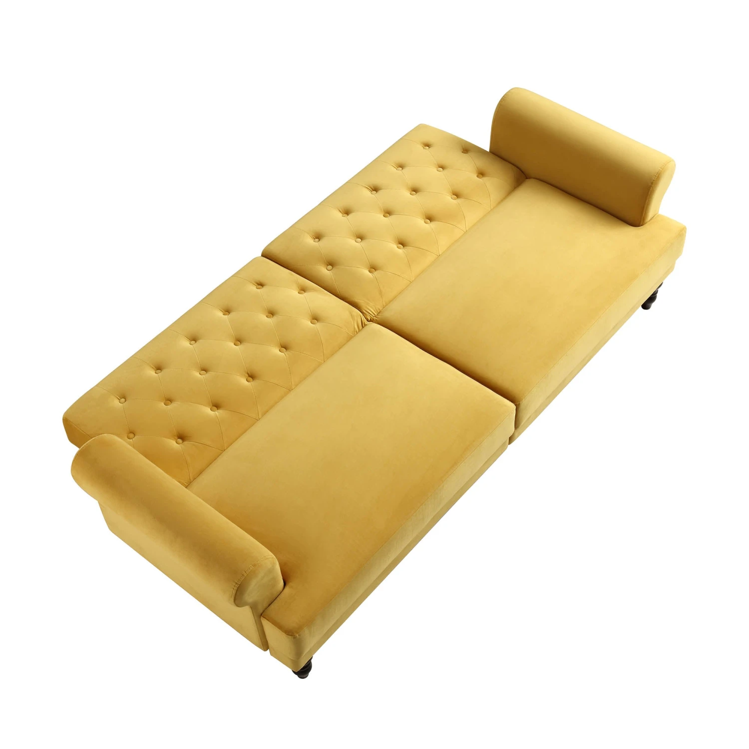 Hanney 3-Seater Chesterfield Sofabed In Mustard Yellow Velvet 15 Hanney 3-Seater Chesterfield Sofabed In Mustard Yellow Velvet - Image 13