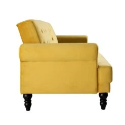 Hanney 3-Seater Chesterfield Sofabed In Mustard Yellow Velvet 36 Hanney 3-Seater Chesterfield Sofabed In Mustard Yellow Velvet -Daals Shop AYSF 011 MUSTARD VEL WB6