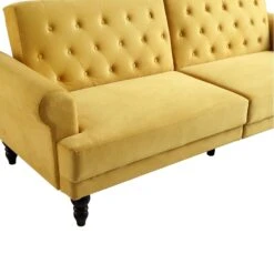 Hanney 3-Seater Chesterfield Sofabed In Mustard Yellow Velvet 38 Hanney 3-Seater Chesterfield Sofabed In Mustard Yellow Velvet -Daals Shop AYSF 011 MUSTARD VEL detail1