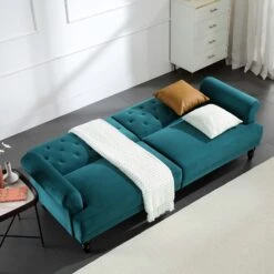 Hanney 3-Seater Chesterfield Sofabed In Teal Velvet -Daals Shop AYSF 011 TEAL VEL scene2