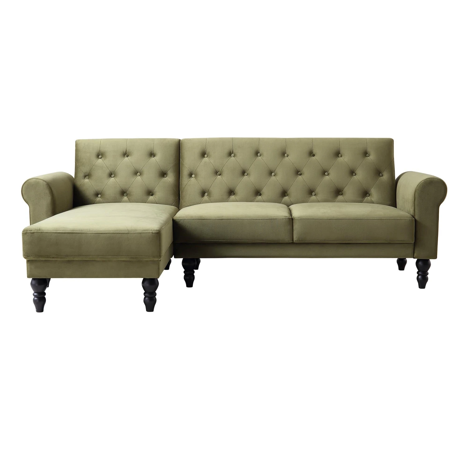 Hanney Chesterfield Chaise Sofabed In Moss Green Velvet 7 Hanney Chesterfield Chaise Sofabed In Moss Green Velvet - Image 5