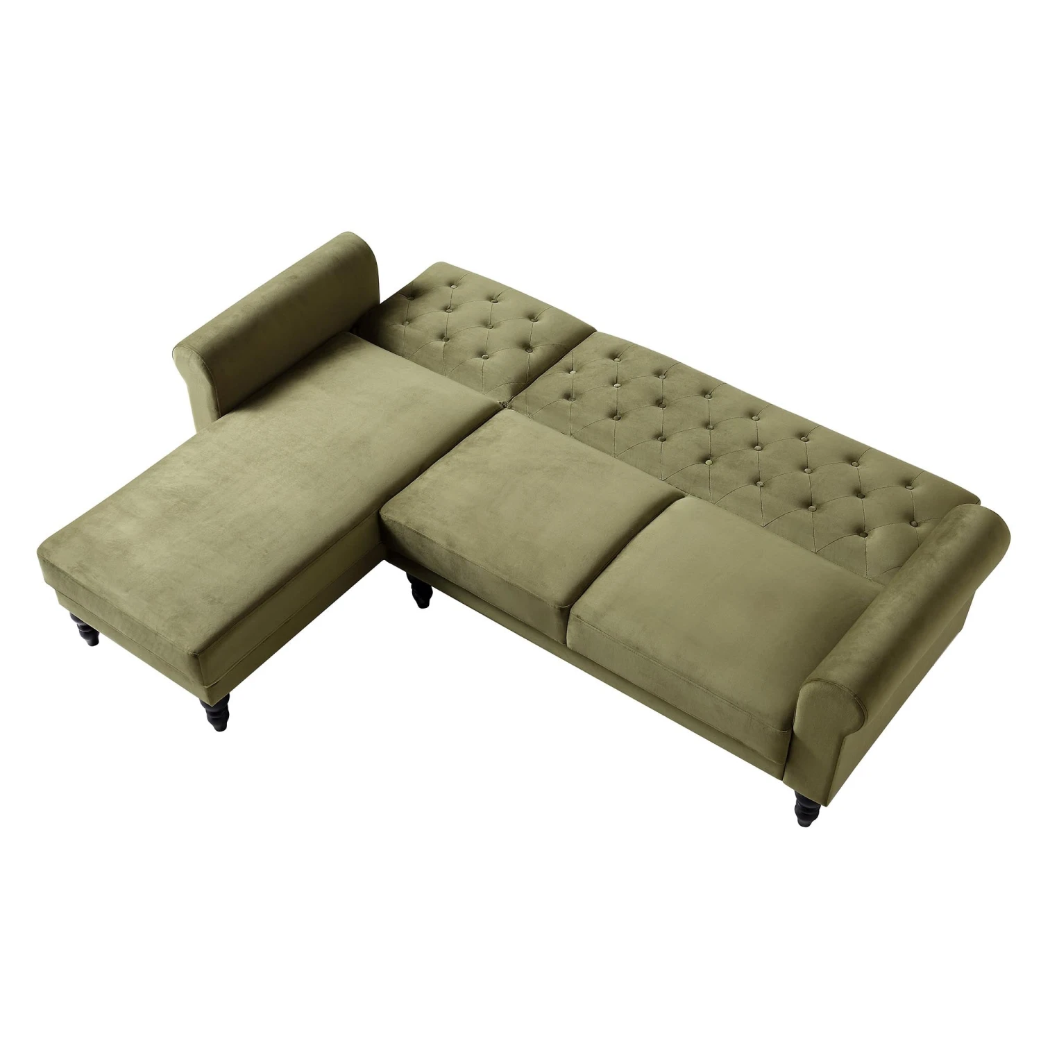 Hanney Chesterfield Chaise Sofabed In Moss Green Velvet 11 Hanney Chesterfield Chaise Sofabed In Moss Green Velvet - Image 9