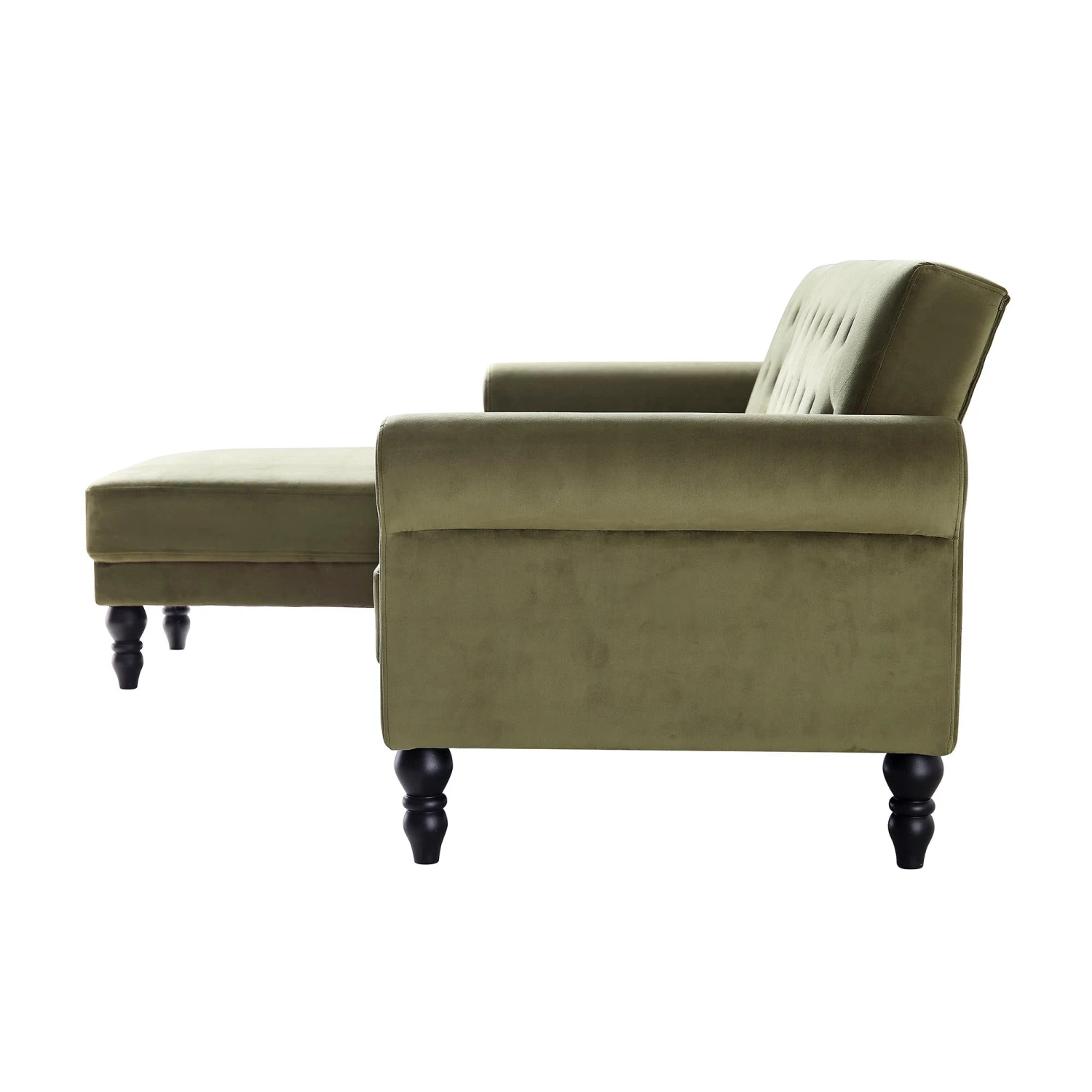 Hanney Chesterfield Chaise Sofabed In Moss Green Velvet 12 Hanney Chesterfield Chaise Sofabed In Moss Green Velvet - Image 10