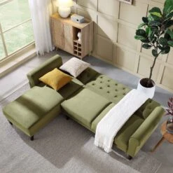 Hanney Chesterfield Chaise Sofabed In Moss Green Velvet 21 Hanney Chesterfield Chaise Sofabed In Moss Green Velvet -Daals Shop AYSF 012 MOSSGREEN VEL scene2