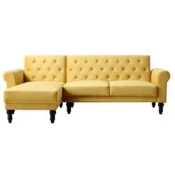 Hanney Chesterfield Chaise Sofabed In Mustard Yellow Velvet 23 Hanney Chesterfield Chaise Sofabed In Mustard Yellow Velvet -Daals Shop AYSF 012 MUSTARD VEL WB1
