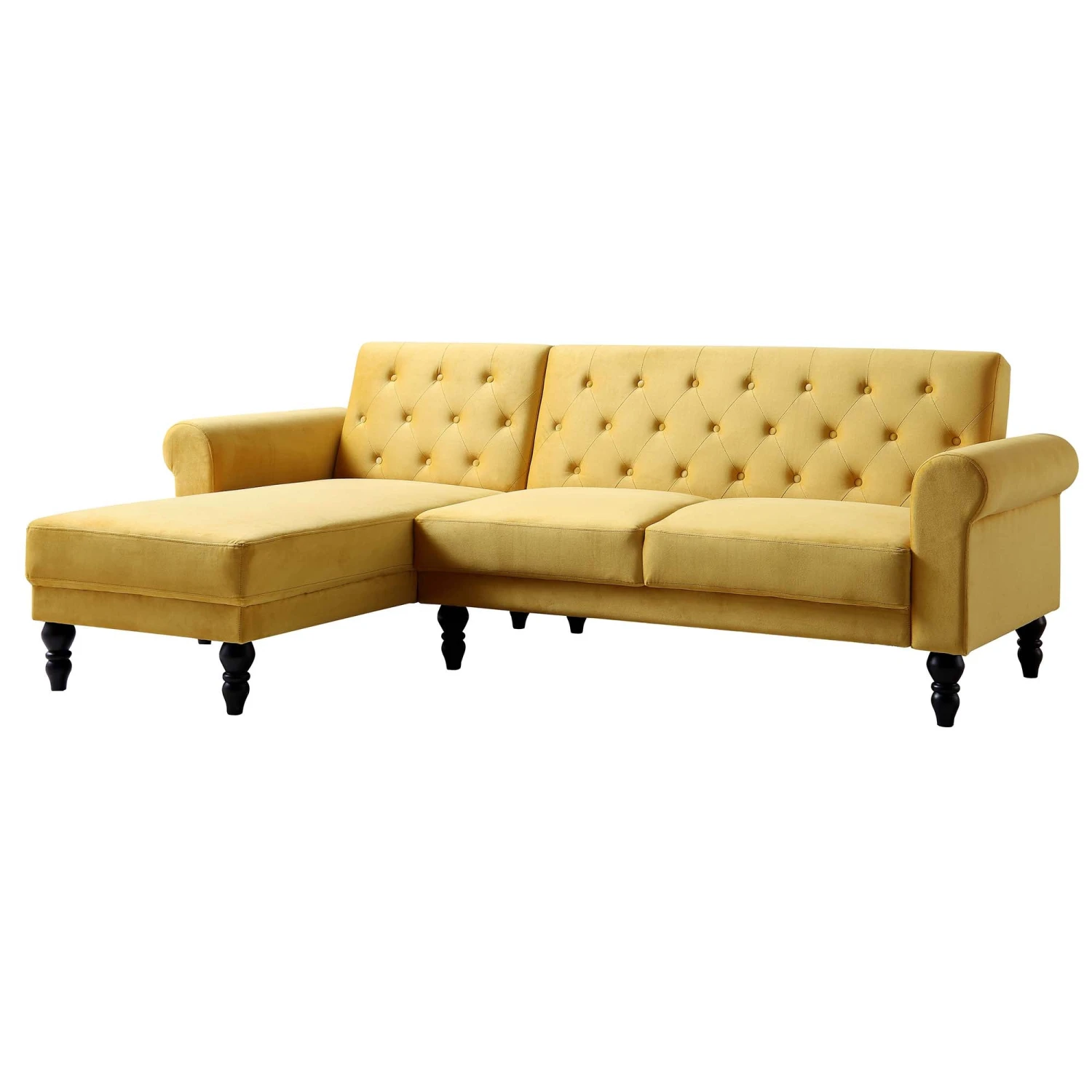 Hanney Chesterfield Chaise Sofabed In Mustard Yellow Velvet 8 Hanney Chesterfield Chaise Sofabed In Mustard Yellow Velvet - Image 6