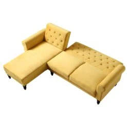 Hanney Chesterfield Chaise Sofabed In Mustard Yellow Velvet 28 Hanney Chesterfield Chaise Sofabed In Mustard Yellow Velvet -Daals Shop AYSF 012 MUSTARD VEL WB4