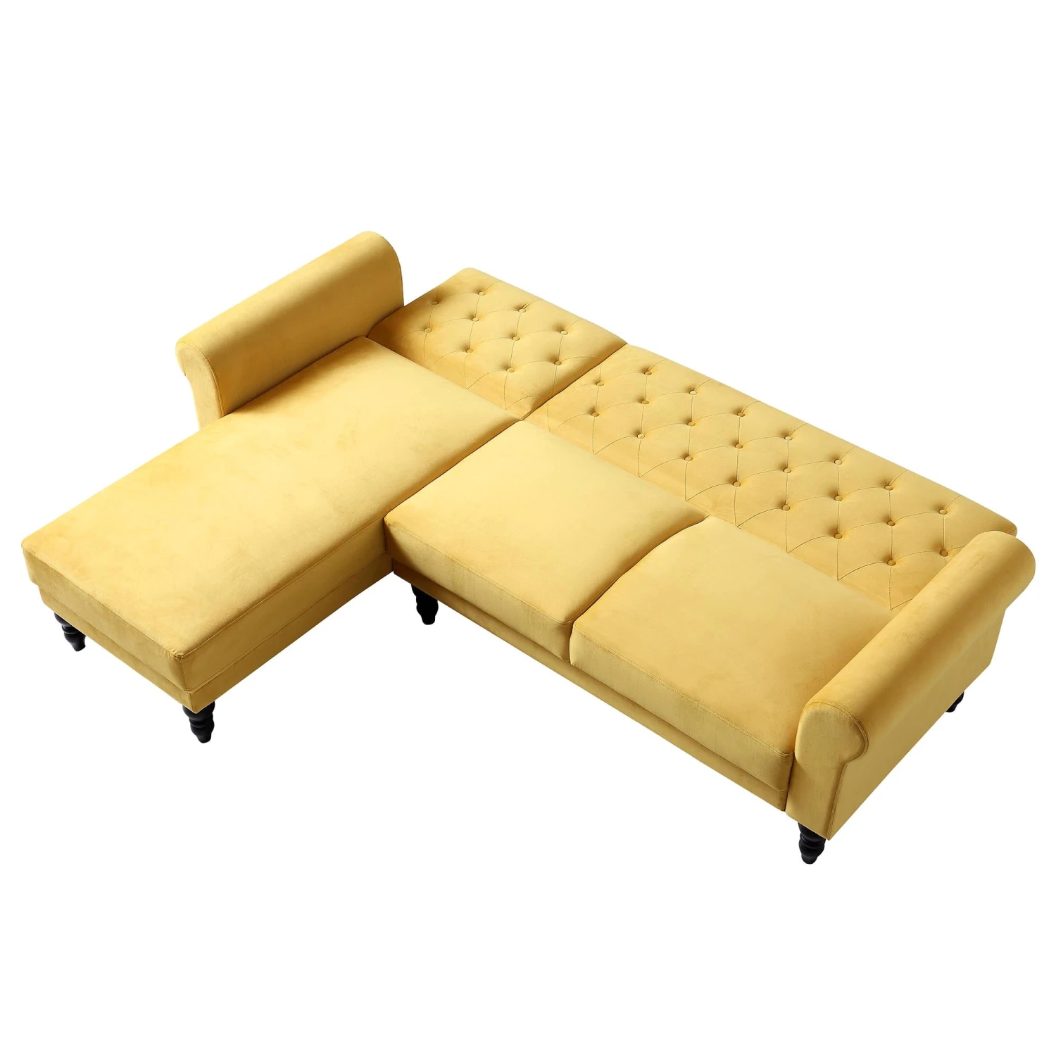 Hanney Chesterfield Chaise Sofabed In Mustard Yellow Velvet 13 Hanney Chesterfield Chaise Sofabed In Mustard Yellow Velvet - Image 11