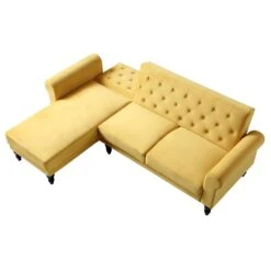 Hanney Chesterfield Chaise Sofabed In Mustard Yellow Velvet 29 Hanney Chesterfield Chaise Sofabed In Mustard Yellow Velvet -Daals Shop AYSF 012 MUSTARD VEL WB6