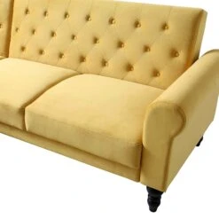 Hanney Chesterfield Chaise Sofabed In Mustard Yellow Velvet 34 Hanney Chesterfield Chaise Sofabed In Mustard Yellow Velvet -Daals Shop AYSF 012 MUSTARD VEL detail1