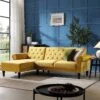 Hanney Chesterfield Chaise Sofabed In Mustard Yellow Velvet -Daals Shop AYSF 012 MUSTARD VEL main